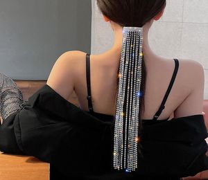 Fyuan Shine Full Rhinestones Hairpins for Women Bijoux Long Tassel Crystal Hair Accessories Wedding Banquet Jewelry 2206302875957