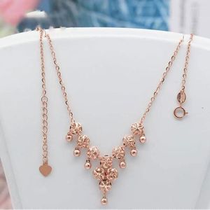 Colares pendentes puro 585 russo Gold Gold Hollow Flower Tassel Colar Style Western Plated 18K Color Clavicle Chain