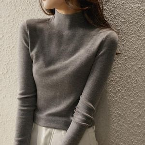 Women's Sweaters Basic Mock Neck Slim Pullover Women Autumn Winter Casual Long Sleeve Sweater For Female Warm Wool Jumpers Pulls