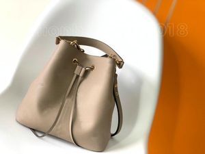 Designer Bicolour Leather Bucket Saco - Tote de luxo com cordão e alça de ombro para mulheres - NEONOE MM Coleção (M45497, M45808, M44020, M44887, M44022, M44021)