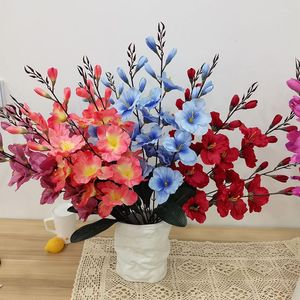 Dekorativa blommor Simulerad Flower Gladiolus Plum Blossom Cherry Silkduk Konstgjord br￶llopsfest Hem Dekoration Arrangemang