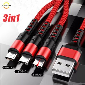 Dane 3in1 kabel USB szybkie nylonowe kable ładujące dla telefonu z Androidem Xiaomi Huawei Samsung Charger Wire