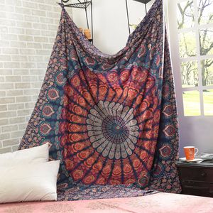 Tapestries International Indian Hippie Bohemian Psychedelic Peacock Mandala Wall Hanging Bedding Tapestry macrame wall hanging 221201