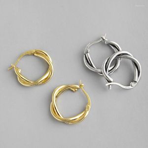 Orecchini a bottone S925 in argento sterling Hip Hop rotondi per le donne Grande doppio cerchio Twist Piercing orecchino regalo di nozze per feste