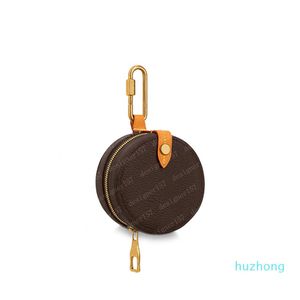2021 Монетный кошелек круглый корпус Женские кошельки женские кошельки коричневая цветочная кожа mini с пакетной коробкой x8x4cm LRC L