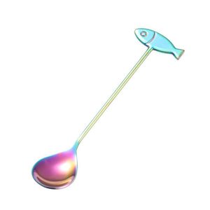 Spoons Ice Cream Spoon 304 Stainless Steel Coffee Stirring Scoop Cute Cat Fish Decor Long Handle Scoops Water Drop Shape Cre Dhgarden Dhwgt