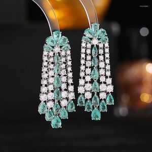 Dangle Earrings 2022 Micro-set Zircon Exaggerated Long Tassel Women Jewelry Party Dress Matching LYX084