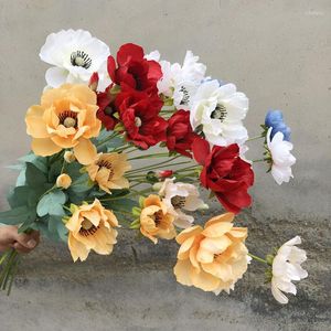 Dekorativa blommor Simulerade blomma anemone vilda krysantemum hem bröllopshall dekoration arrangemang pografi rose ros