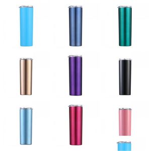 Tumblers Zylindrische gerade Tasse 20 Unzen Edelstahlbecher Frauen und Männer Doppelschicht-Thermos-Tumbler kreativ Gold Weiß 20 Dhgarden Dhtkn