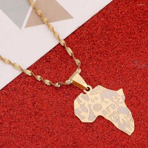 Pendant Necklaces Africa Map Gold Color Jewelry Of African Elephants Lions Giraffes For Women