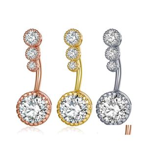 Navel Bell Button Rings Diamond Dangle Belly Bars Button Rings Piercing Crystal Flower Body Jewelry Ciondolo a forma di ombelico Drop Delive Dhqhi