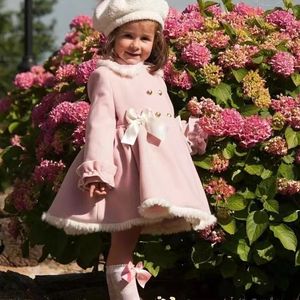 Coat 1 12Y Baby Girl Autumn Winter Handmand Customized England Spanish Pink Princes for Christmas Casual 221130