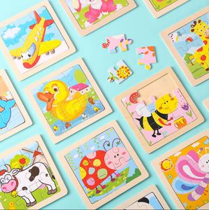 Puzzle Montessori in legno per bambini Gioco per bambini Puzzle in legno Puzzle per bambini in 3D Cartoon Animali Giocattoli per bambini Regali 40 stili a scelta