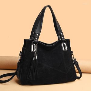 Evening Bags High Quality Women's Soft Suede Surface Leather Shoulder Crossbody Bag 2022 Luxury Tassel Handbag Large Capacity Ladies