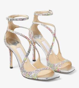 Topp lyxiga kvinnor azia gladiator sandaler skor glitter l￤der stilett h￶ga klackar fest br￶llop kl￤nning lady sexiga pumpar eu35-43 originall￥da