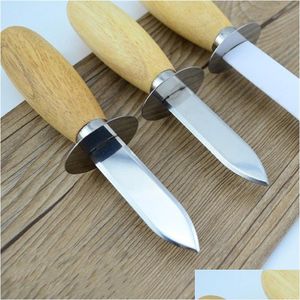 Other Dinnerware 16Cm Length Oyster Shucking Knife With Wooden Handle Stainless Steel Food Pry Knives For Home Restaurant El Dhgarden Dh6Ov