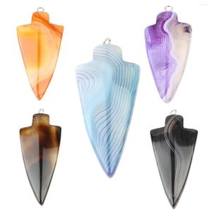 Pendant Necklaces 2Pcs Fashion Arrow Shape Pendants Natural Semi-precious Stone Agate 20x50mm Hole 15mm 5 Colors For Your Choice DIY