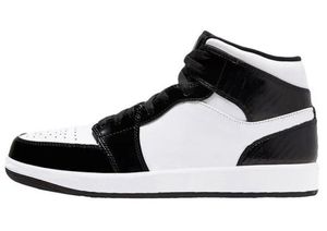 Med Box Jumpman 1 basketskor män kvinnor 1s patent svarta vita tränare sport sneakers tofflor storlek 6 6.5 7 7.5 8 8.5 9 9.5 10 10.5 11 11.5 12 12.5 13 13.5