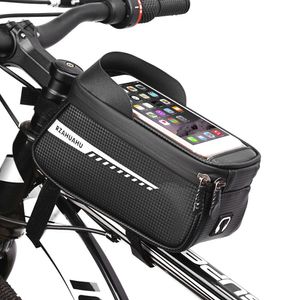 Panniers Bags Bisiklet Çerçevesi Ön Tüp Bisiklet Yansıtıcı 65in Telefon Kılıfı Dokunmatik Ekran Pannier MTB Dağ Bisiklet Aksesuarları 221201