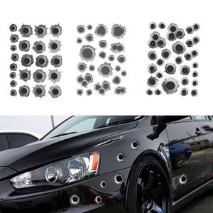 Roliga bilklistermärken 3D-kula Hål Bil Sido klistermärken Biltäcken Motorcykel Scratch Realistic Bullet Hole Waterproof Stickers