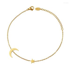 Anklets Fashion Personality Design Romantic Star And Moon Anklet Stainless Steel Gold-plated Foot Ornaments Girlfriends Gift