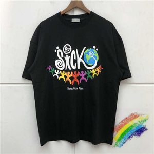 Męskie koszulki Puff Print Sicko Globe T Shirt Mężczyźni Kobiety Najlepsza jakość ciężkiej tkaniny 2022ss letni styl TEE TEE T221130