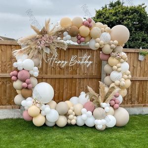 Christmas Decorations Doubled Dusty Pink Balloon Garland Arch Boho Wedding Decoration Retro Brown White Balloon Arch Set Bohemian Birthday Party Decor 221201