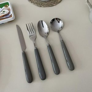 أدوات المائدة مجموعات السيراميك مقبض الفولاذ المقاوم للصدأ للوجبة الرئيسية سكين ملعقة شوكة وأدوات المائدة إكسسوارات المطبخ عشاء