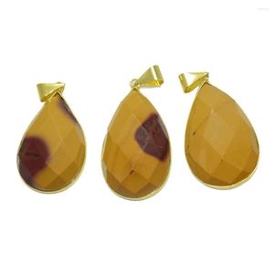 Collane con ciondolo Gioielli di grandi dimensioni Charms in pietra di sangue naturale Donne Guarigione Lunetta in oro 24k Giallo Rosso Goccia d'acqua Gemma Pietre polacche