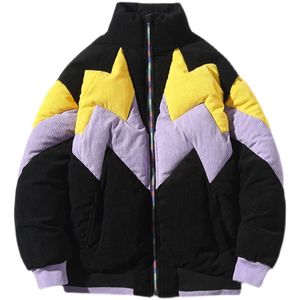 Men's Down Parkas Winter Corduroy Cotton Padded Coats Men Baggy Fashion Korean Street Thicken Jacket Outerwear Clothing Tops Male Plus Size 221130