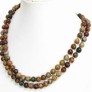 Special multicolor Picasso stone round 8mm vintage necklace grade jewelry 36inch