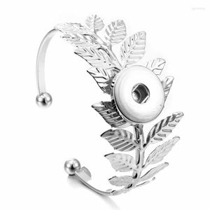 Bangle Leaves 123 Feathers 18mm Snap Button Jewelry Per Women Bracciale DIY Chram Bangles Men Vintage Flower Gift