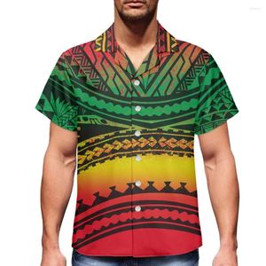 メンズカジュアルシャツHycool Gradient Polynesian Tribal Shirt Samoan Tattoos Hawaiian 5xl Mensボタンアップルーズビーチウェアマンパーティー服