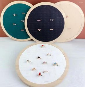 Jewelry Pouches Wood Round Earrings Ring Display Tray For Store 92 Solts Storage Plat Personal Holder Organizer