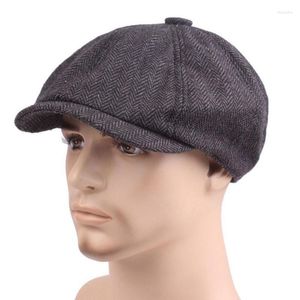 Berets 1 stücke Boina Peaky Blinder Vintage Sboy Baumwolle Casual Baskenmütze Mann Hüte Flache Spitze Herringbone N3b6