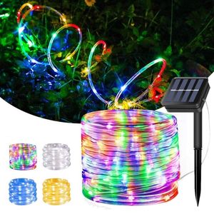 Gartendekorationen 7M 12M Outdoor Solar Seil Lichterketten 8 Modi LED Kupferdraht Fee Licht Wasserdichte Rohrlampe für Hochzeit Terrasse Dekor 221202