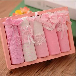 Frauen Höschen 5pcslot Lace Lace Damenunterwäsche Baumwoll -Slips sexy Höschen Mädchen nahtlose süße Dessousunterhosen für Frauen Shorts Pink Farbe 221202