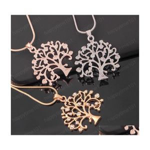 Collane con ciondolo Gioielli di moda Collana con pendente ad albero di strass dolce e sottile Collana con ciondolo a forma di clavicola Pendenti con consegna a goccia Dhqaz