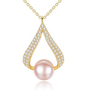 Classic Pearl Pendant Necklace S925 Silver Micro Set 3A Zircon Necklace European Fashion Women Retro Collar Chain Wedding Party Versatile Jewelry Gift SPC