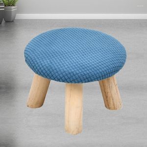 Stol t￤cker elastiskt fotst￶dfodral Ottoman Cover Slipcover Round vardagsrum Str￤ckligt f￤rgskydd