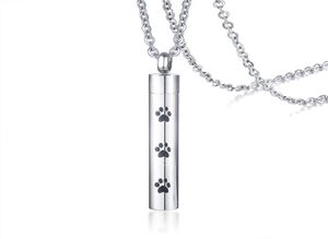 Personalized Pet Cremation Urn Necklace in Stainless Steel Memorial Remembrance Dog Cat Ashes Paw Print Necklace For Ashes5823920
