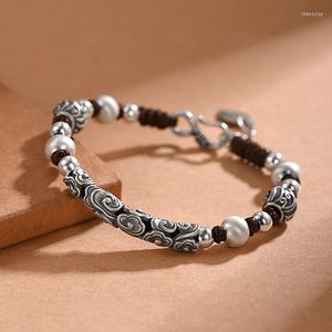 Strand NY National Tide Retro Auspicious Cloud Pattern Beaded Bracelet Men's Trend Hand-woven Niche Design Sense Bracelets Y2k