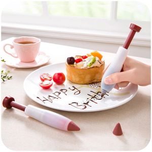 Silikondekorationspenna Icing Cream Chocolate Cake Dessert Sprute Plate Paint Pen Cookie Biscuit Pastry Baking Tools MJ1215