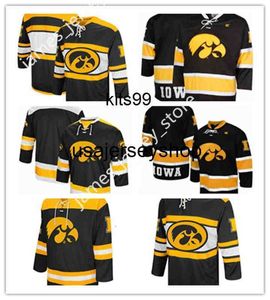 2022 College Custom Iowa Hawkeyes maglia di hockey cucita 16 Blake Brenczewski 27 Brody Brenczewski 15 Jacob Carlson 71 Dean Dudzik 14