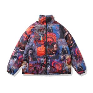 Erkekler Down Parkas Kış Men Hip Hop Tersinir Ceket Parka Street Giyim Retro Grafik Harajuku Yastıklı Pamuk Sıradan Windbreaker Sıcak 221201