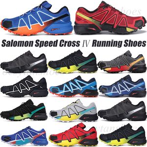 2023 Sapatos de corrida masculinos Novo Salomon Speed ​​Cross 4.0 CS Vinho vermelho e preto Céu azul cinza laranja Fluorescente Amarelo Treinadores de esportes ao ar livre 40-46