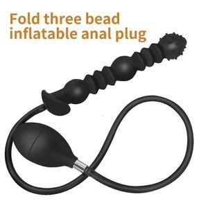 2023 Rozszerzenie masażu zabawek seksualnych 18-52 cm Super długie nadmuchiwane składanie wtyczki odbytu nadmuchanie Buttplug Ogromne pasy do pompy dildo BDSM na Pull Bead