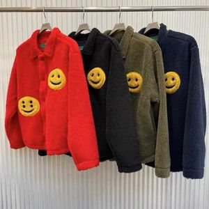 Herrjackor CPFM.XYZ Lammullsjacka Varm vinteransiktskappa Grön Röd Blå Mode Hip Hop Streetwear Button Cardigan T221130 T221202