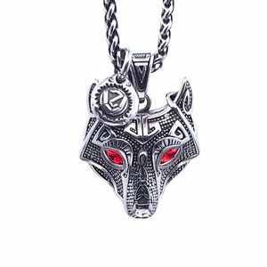 Nordic War Wolf Wison Naszyjnik Mężczyzna Moda Osobowość Hip Hop Cool Steel Vintage Punk Long Swater Akcesoria