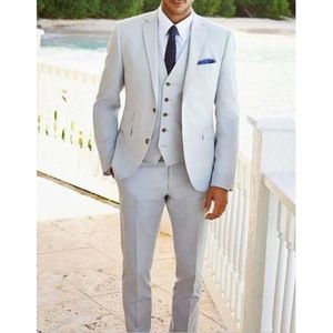 Abiti da uomo Blazer 3 pezzi Affari da lavoro Uomo Slim Fit Grigio chiaro Signori Blazer Smoking da sposa Giacca Pantalone Gilet Traje De Novio 221201